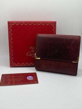 Cartier Must Line Burgundy Compact Trifold Wallet